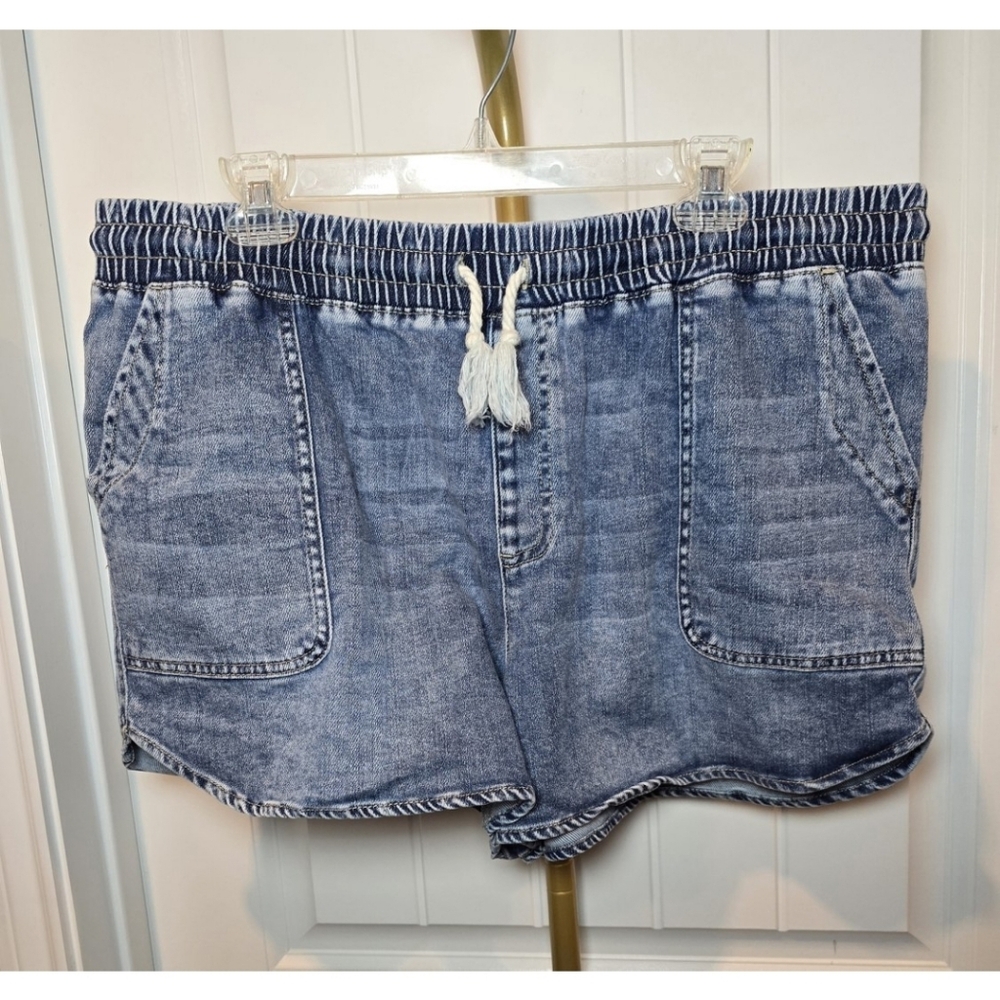 Maurices Jean Denim Elastic Stretch Waist Shorts Womens XL